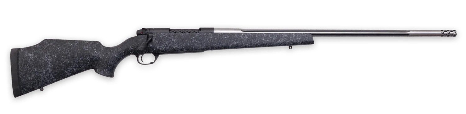 Weatherby MAM01N340WR8B Mark V Accumark 340 WBY Mag 3+1 26" Spun Stainless w/Graphite Black Cerakote Fluted Threaded Barrel, Graphite Black Cerakote Steel Drilled & Tapped Receiver, Matte Black w/Spid
