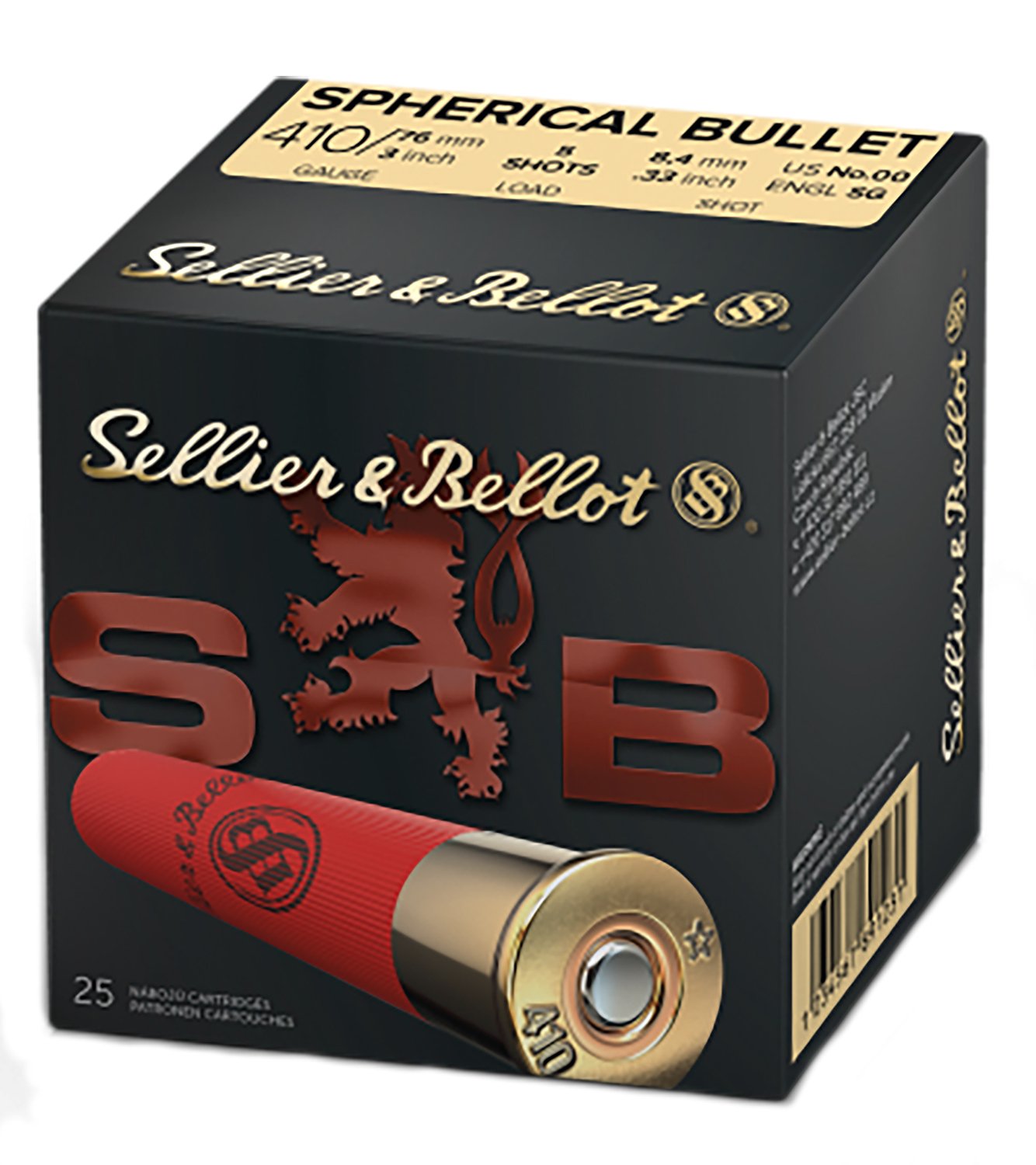 Sellier & Bellot SB410B Hunting  410Gauge 3" 5Pellets 5/8oz Spherical 00Buck Shot 25 Box/20 Case