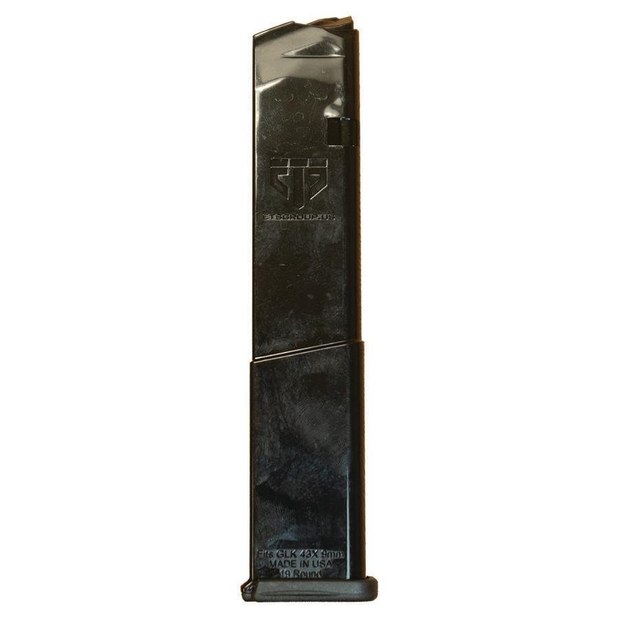 Elite Tactical Systems Handgun Magazine for Glock Model 43X/48 - 9mm Luger 19rds Black Bagged with UPC