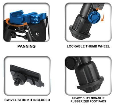 UTG BIPOD TACTICAL OP 8-12.4" - PICATINNY MOUNT W/STUD ADAPTER - Image 3