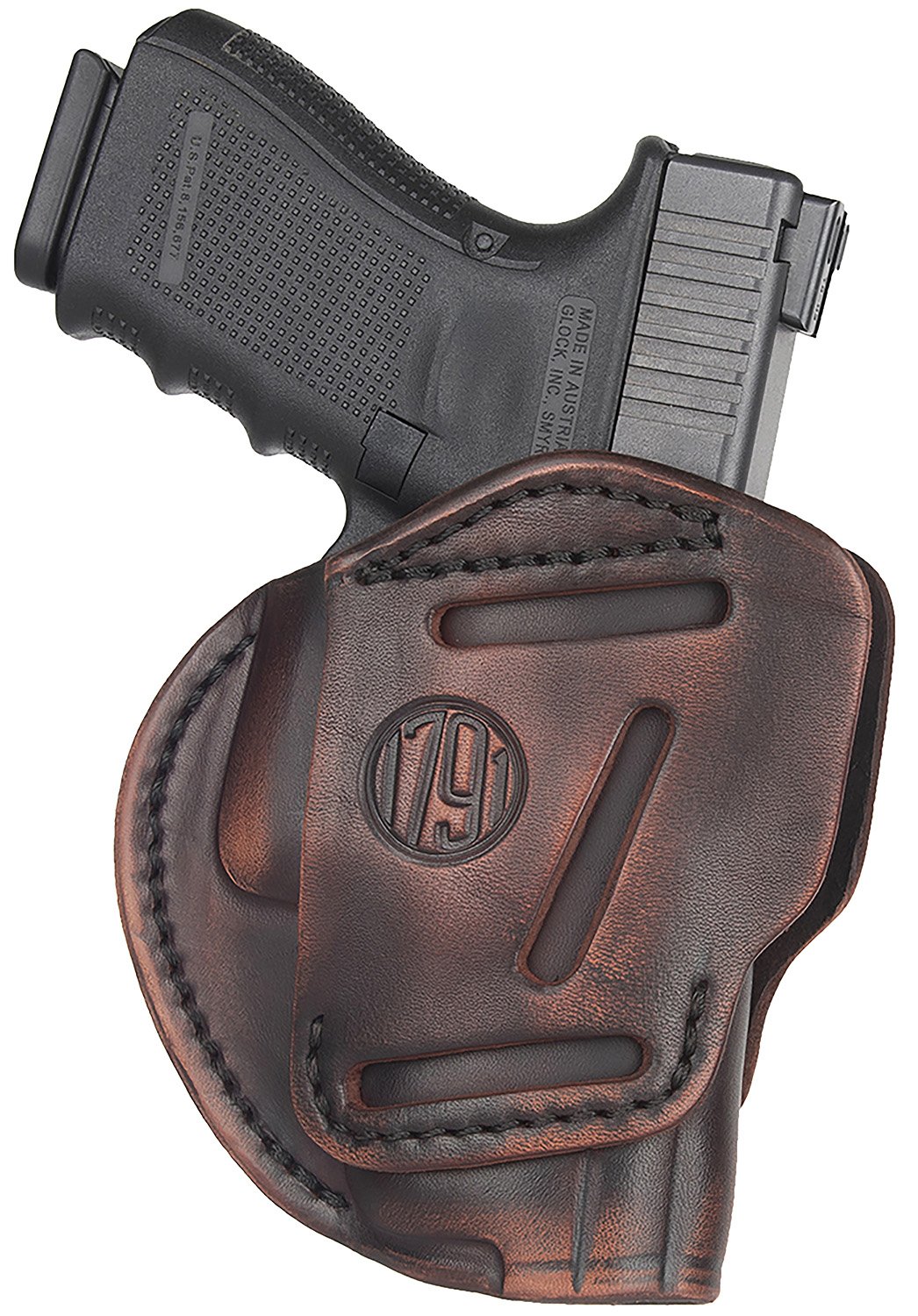 1791 Gunleather 3WH5VTGA 3-Way  IWB/OWB Size 05 Vintage Leather Belt Loop Fits Glock 17 Fits HK VP9 Fits MP9 Ambidextrous Hand