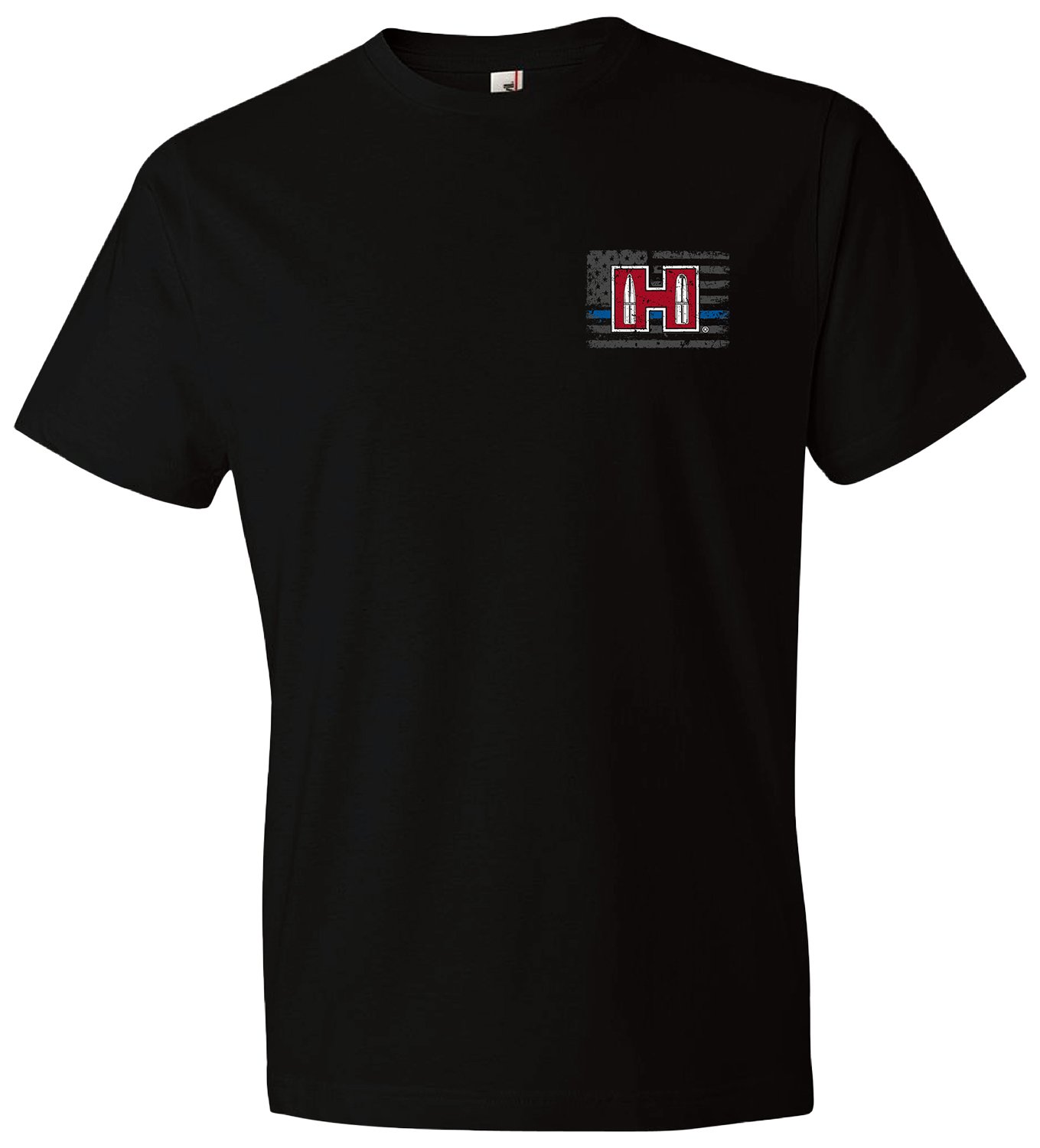 Hornady Gear 30764 POW Blue Line  Black, Cotton Short Sleeve, Semi-Fitted XL