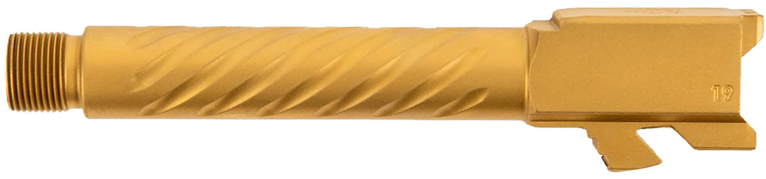 Ballistic Advantage BAPSG195T3G Premium Series  9mm Luger Fits Glock 19 Gen 3-5 Spiral Fluted Threaded Gold PVD Stainless Steel