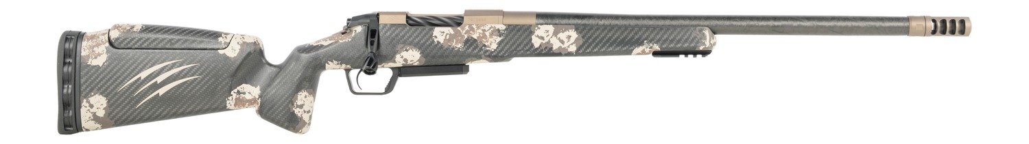 Fierce Firearms  CT Rival XP 2.0 25 Creedmoor 20" Carbon Fiber Threaded Barrel, Smoked Bronze Cerakote Titanium Drilled & Tapped Receiver, Integral Rail Forend, Desert Shadow Camo Adj Comb Carbon Fibe