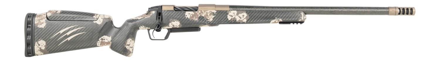 Fierce Firearms  CT Rival XP 2.0 6.5 PRC 20" Carbon Fiber Threaded Barrel, Smoked Bronze Cerakote Titanium Drilled & Tapped Receiver, Integral Rail Forend, Desert Shadow Camo Adj Comb Carbon Fiber Sto