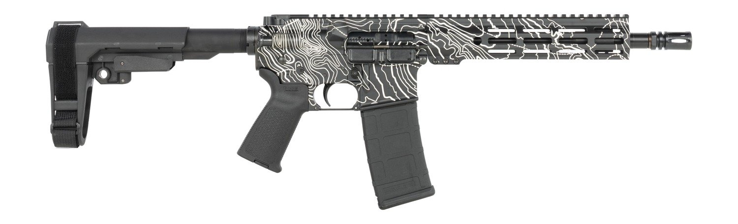 Shark Coast Tactical SCC07312TOPO-P Topography  5.56 NATO 30+1 10.50" Black Nitride Threaded Barrel, Aluminum Receiver w/Picatinny Rail, M-LOK Handguard, Black Polymer SB Tactical SBA3 Brace, Polymer