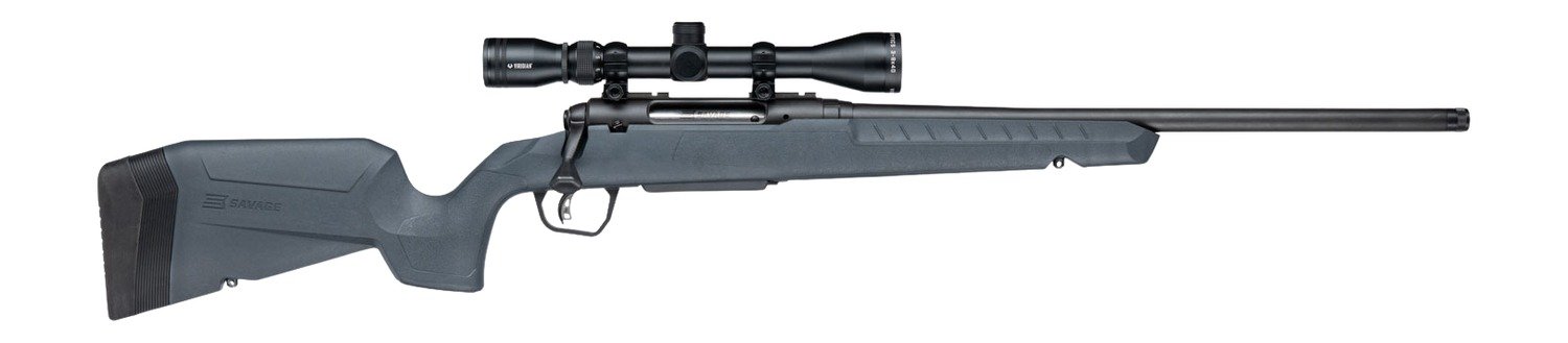 Savage Arms 33174 Axis 2 XP 243 Win 4+1 20" Matte Black Carbon Steel Threaded Barrel. Drilled & Tapped Receiver, Gray Synthetic Fixed w/Pistol Grip Stock, 3-9x40mm Duplex Scope, Right Hand