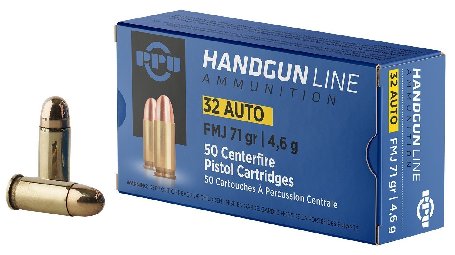 PPU PPH32AF Handgun  32ACP 71gr Full Metal Jacket 50 Per Box/20 Case
