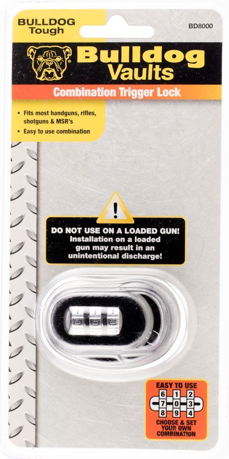 Bulldog BD8000 Trigger Lock  Open With Combination Black Metal Firearm Fit- Handgun/Rifle/Shotgun