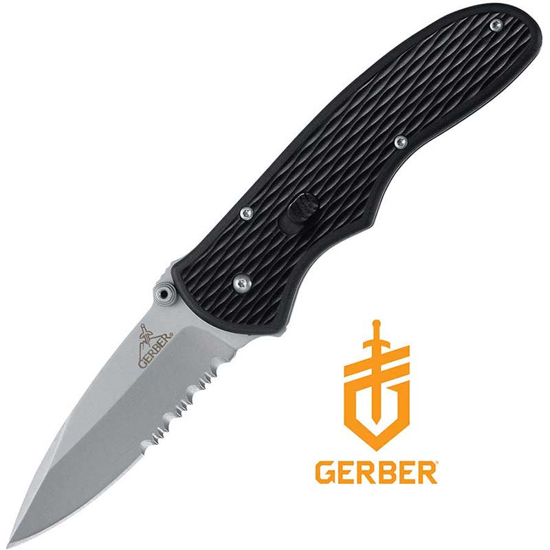 Fast Draw 7.13 inch Serrated Edge with Black Handle