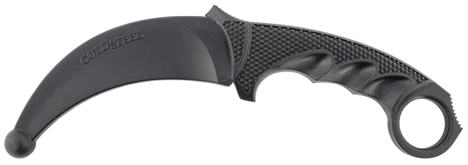 Cold Steel CS92R49 Karambit Rubber Trainer 4" Fixed Plain Black Santoprene Blade/Black Deep Checkered w/Ring Pommel Santoprene Handle