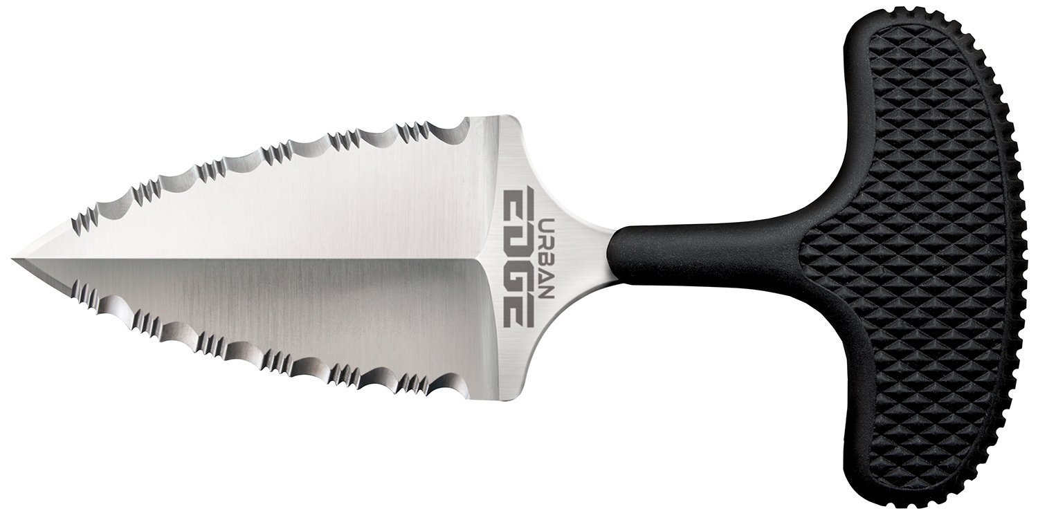 Cold Steel CS43XLSS Urban Edge 2.50" Fixed Serrated Stone Washed Japanese AUS-8A SS Blade/Black Textured Kray-Ex Handle