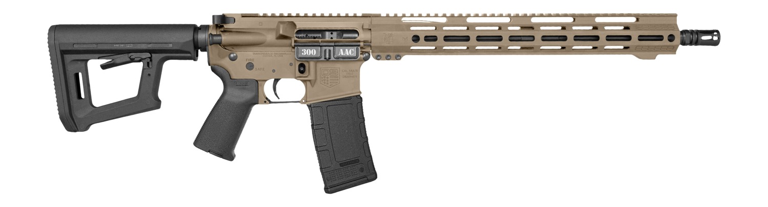 Diamondback DB1718B062 DB15  300 AAC Blackout 30+1 16" Black Nitride Threaded Barrel, Flat Dark Earth Cerakote Aluminum/Carbon Receiver w/Picatinny Rail Receiver, M-LOK Handguard, Magpul MOE Grip