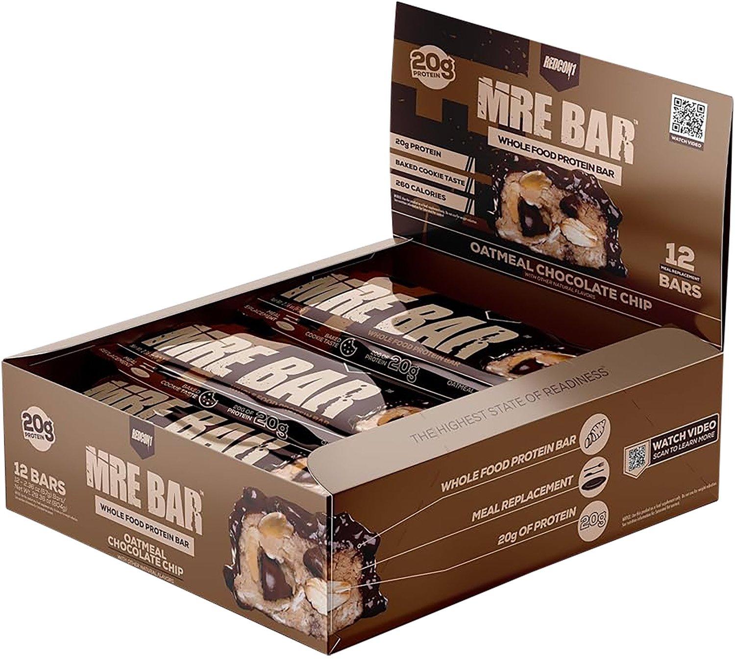Redcon1 RC1MREBOCC12 MRE Protein Bar Oatmeal Chocolate Chip 12 Pack