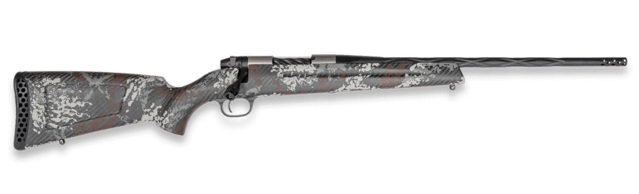 Weatherby MBP01N25CMR19B Mark V Capra 25 Creedmoor 2+1 17" Graphite Black Cerakote Fluted Threaded Barrel Titanium Receiver Drilled & Tapped Receiver Exposed Carbon w/Gray, White & Rust Sponge Accents