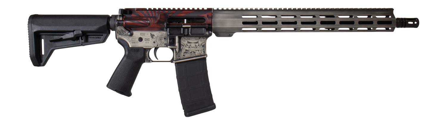 Shark Coast Tactical 300-054-1000-04 Bushido 5.56 NATO 30+1 16" Black Nitride Threaded Barrel, Engraved Aluminum Receiver w/Picatinny Rail, M-LOK Handguard, Magpul Collapsible Black Polymer Stock, Ma