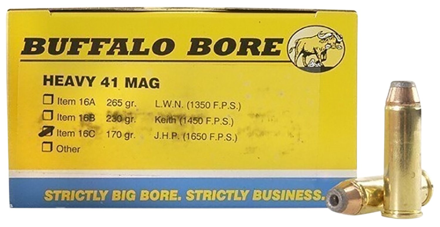 Buffalo Bore Ammunition 16C20 Heavy Strictly Business 41Rem Mag 170gr Jacket Hollow Point 20 Per Box/12 Case