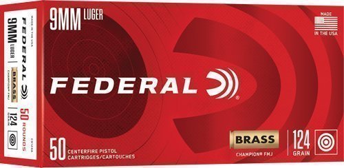 FEDERAL CHAMPION BRASS 9MM - 124GR FMJ 50RD 20BX/CS