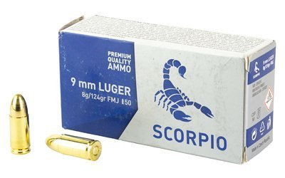SCORPIO AMMO 9MM 124GR FMJ 50/1000