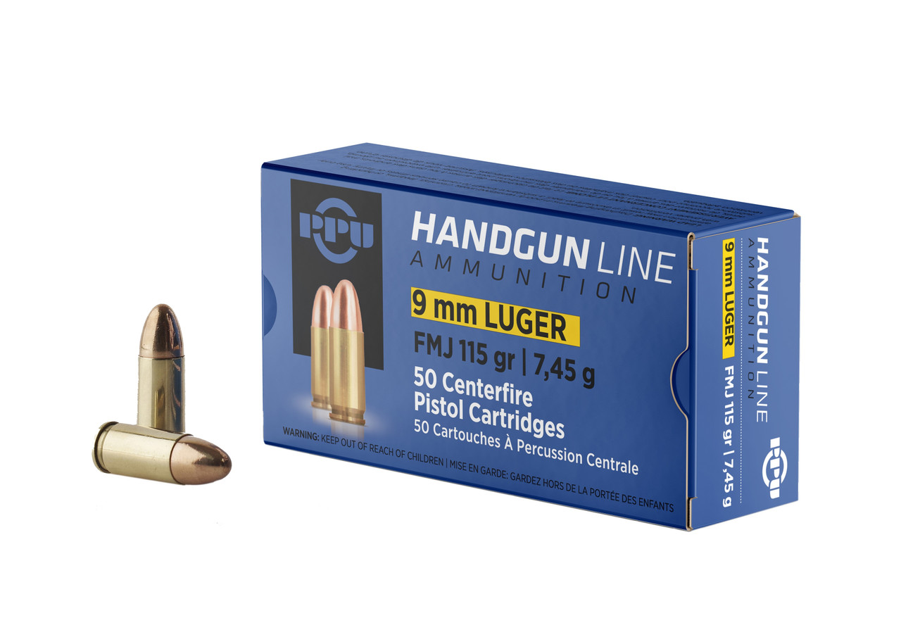 PPU 9 MM LUGER 115GR FMJ 50RD BOX 20 BOXES PER CASE