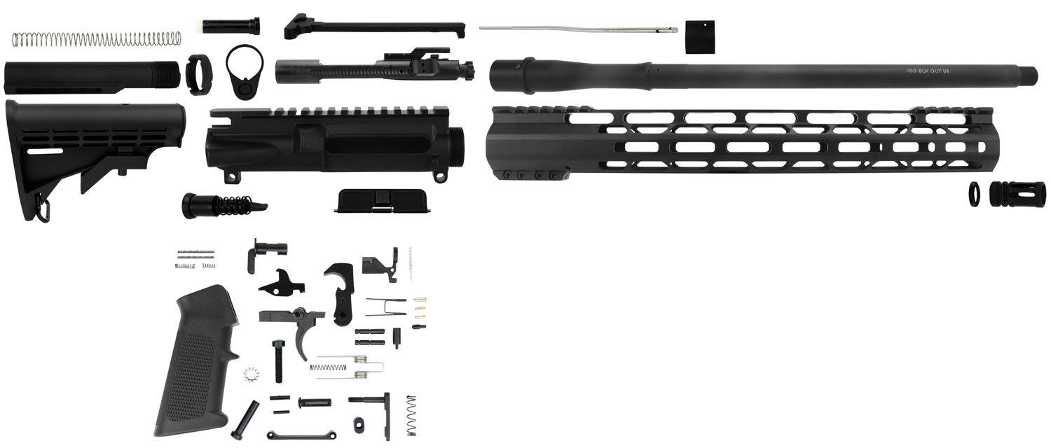 TacFire SSRK300LPK AR Build Kit  Sports South Exclusive 300 Blackout AR-Platform Black Nitride 1/2"x28