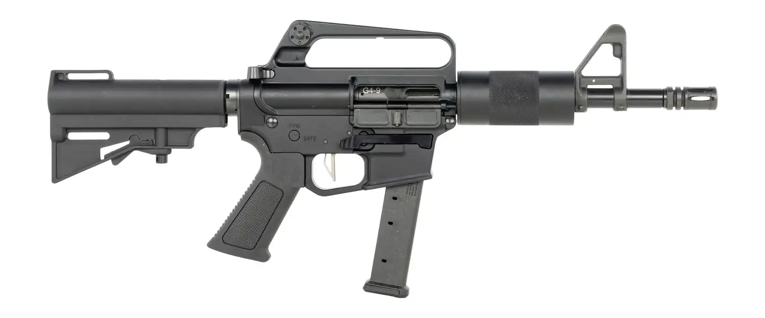 DPMS KITTY KAT G9 9MM PISTOL 8" A1 SLICK SIDE TUBE, CAR BRACE 1-33RD GLOCK MAG