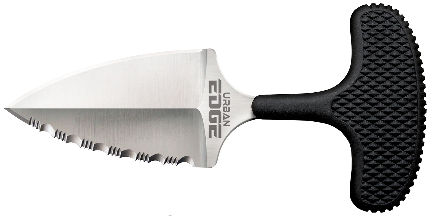 Cold Steel CS43XLS Urban Edge  2.50" Fixed Part Serrated Stone Washed Japanese AUS-8A SS Blade/Black Textured Kray-Ex Handle
