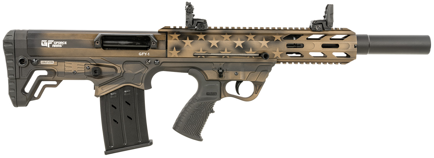 Gforce Arms GFY1USBNZ GFY-1  12 Gauge Semi-Auto 3" 5+1 18.50" Black Threaded Barrel, American Flag Burnt Bronze Aluminum Receiver, Picatinny Rail Bronze Bullpup Polymer Stock, Polymer Grip