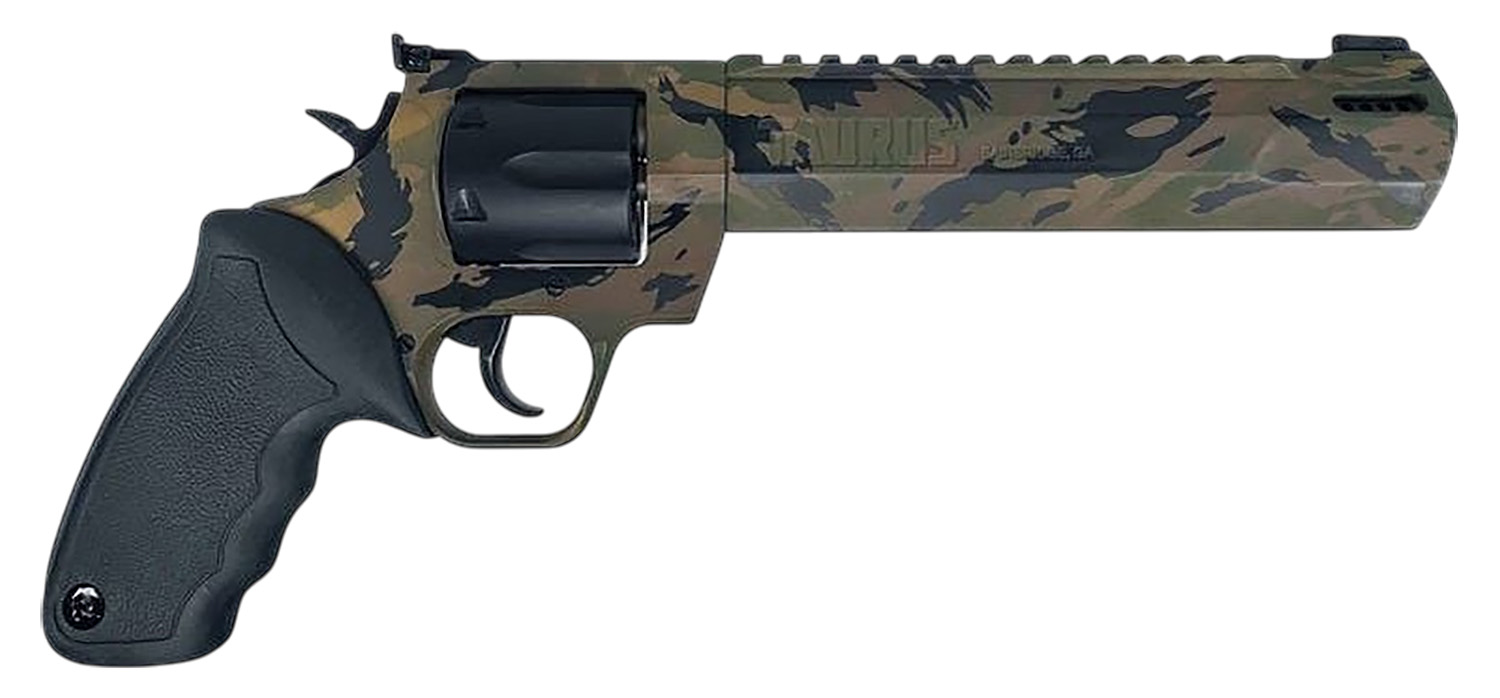 Taurus 2-357081RH-DTSC Raging Hunter Large 357 Mag/38 Special +P 7 Shot 8.37" Camo Picatinny Rail/Ported Barrel, Matte Black Cylinder, Camo Alloy Steel Frame, Transfer Bar Safety, Exposed Hammer