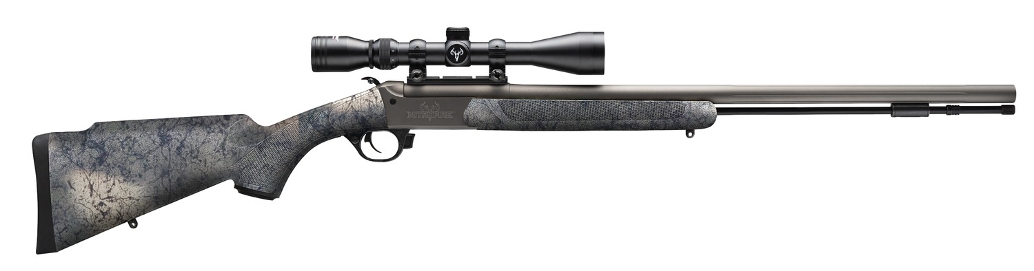 Traditions CR5846604437 NitroBolt w/Scope 50 Cal Firestick 24" Tungsten Cerakote Fluted Threaded Barrel, Tungsten Cerakote Drilled & Tapped Steel Receiver, Adj Cheek Piece & LOP Desert Web Synthetic S