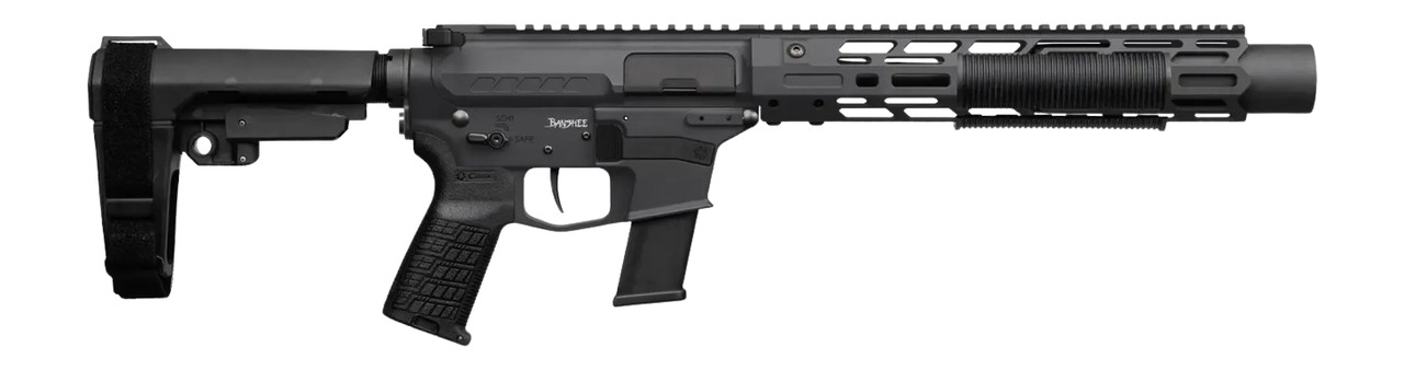 CMMG 45AEA70-AB Zeroed Banshee MkG 45 ACP 13+1 6.50" Black Nitride Threaded Barrel, Black Armor Cerakote Aluminum Receiver w/Picatinny Rail, M-LOK Handguard, Black Polymer CMMG RipBrace, CMMG Zeroed G