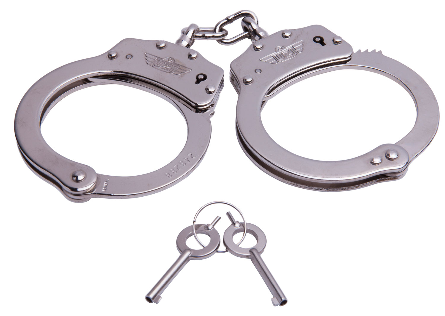 Uzi Accessories UZIHCCS Handcuffs Chain Silver Stainless Steel Includes 2 Keys