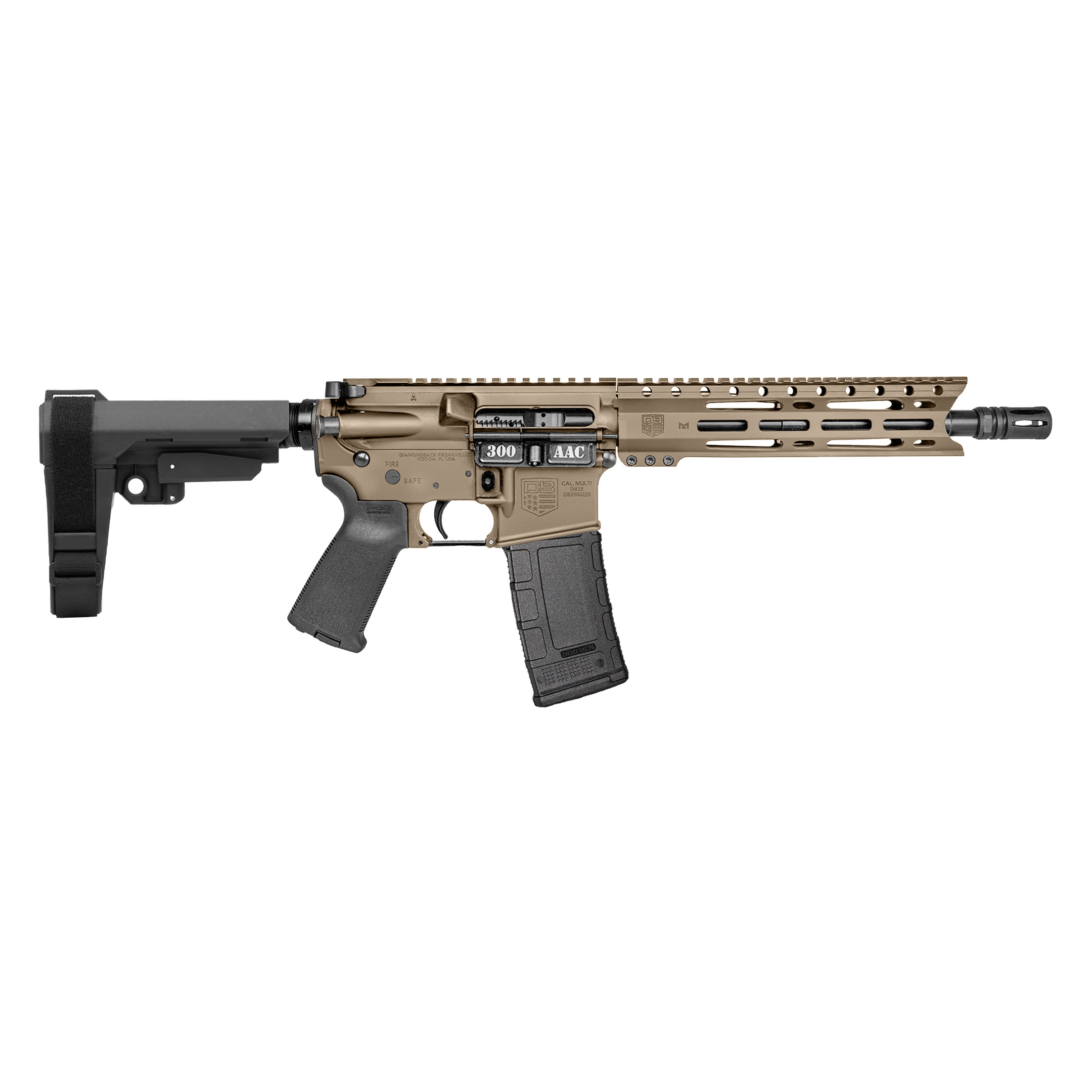 DB15 Pstl .300 10" M-LOK SBA3 Brace FDE 30rd