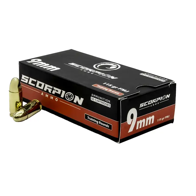 SCORPION AMO 9MM 115GR FMJ 50RD BOX ( 20 BOXES PER CASE)