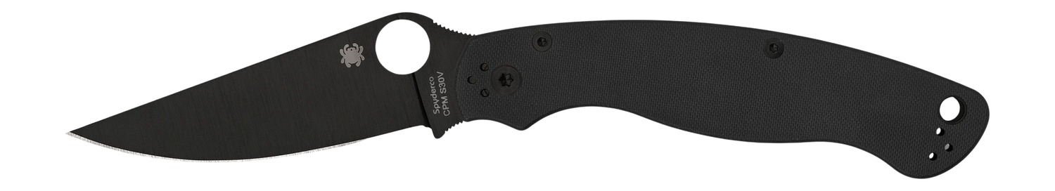 Spyderco C36GPBK2 Military 2  4" Folding Plain Black DLC CPM S30V SS Blade/ Black Textured G10 Handle Includes Pocket Clip