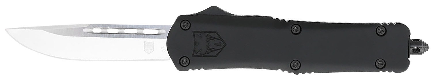 CobraTec Knives MBFS3DNS FS-3  Medium 3" OTF Drop Point Plain D2 Steel Blade, 4.50" Black Aluminum Alloy Handle
