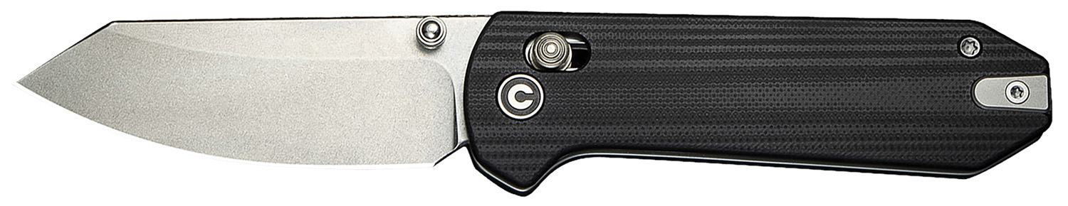 Civivi Knives C23073-1 Yonder  2.88" Folding Spey Point Plain Stonewashed 14C28N Steel Blade, Black Textured G10 Handle