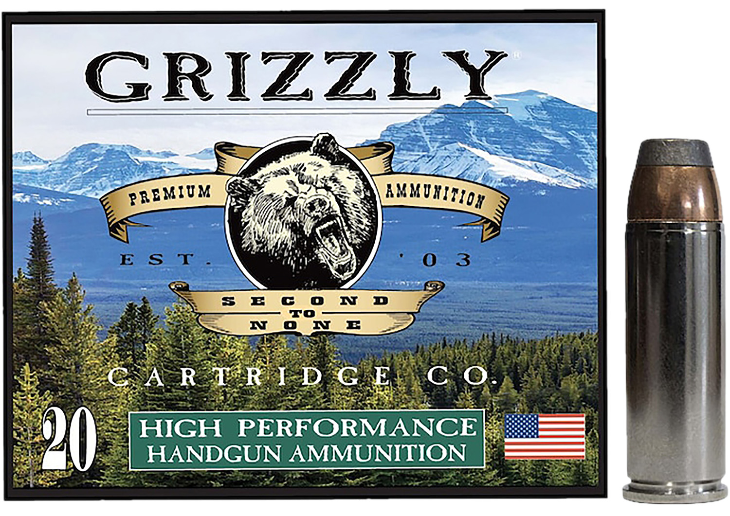 Grizzly Ammo GC45C+P10   45Colt+P 300gr Bonded Flat Point 20 Per Box/10 Case
