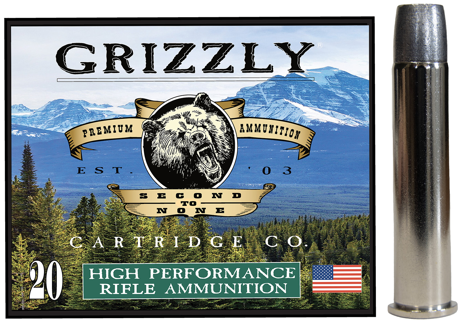 Grizzly Ammo GC45/70+P5   45-70Gov+P 405gr Wide Long Nose Gas Check 20 Per Box/10 Case