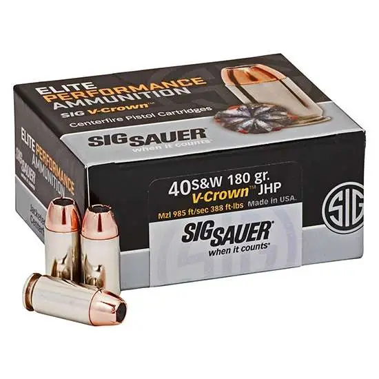 SIG SAUER ELITE V CROWN AMO 40S&W 180GR JHP 50RD (10 BOX CASE)
