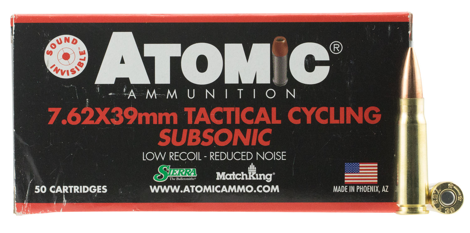 Atomic Ammunition 00474 Rifle Subsonic 7.62x39mm 220gr Hollow Point Boat Tail 50 Per Box/10 Case