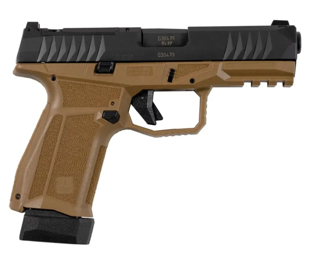 AREX DELTA M HGA 9MM 4IN BBL FDE STRIKER FIRED OPTIC READY 1-15RD & 1-17RD PLATE KIT INCLUDED