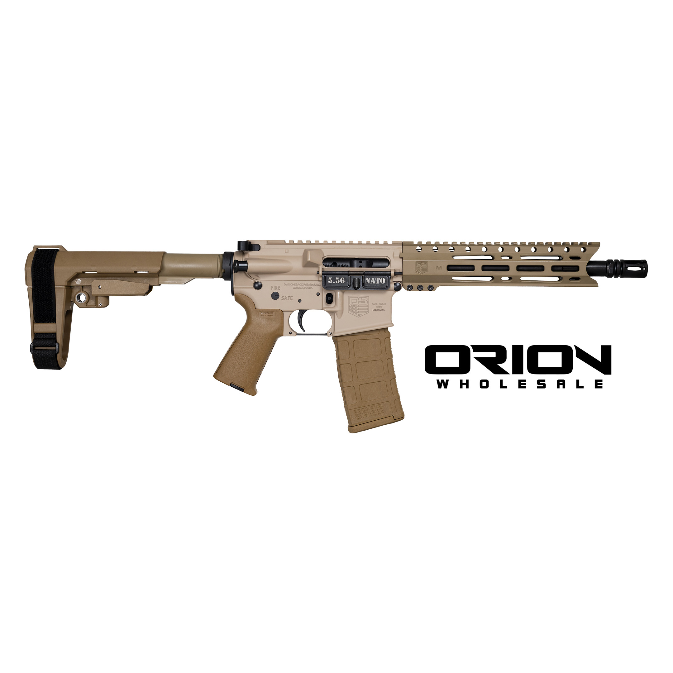 DIAMONDBACK DB15 5.56 PSTL 10" BRL TWO TONE MCMILLAN TAN/FDE 1-30RD PMAG SBA3 BRACE